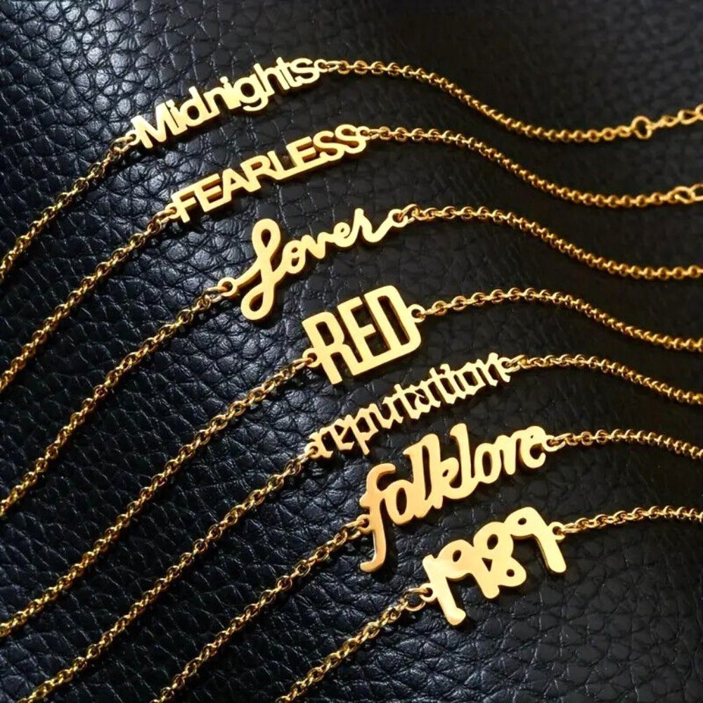 T Swift Music Themes Song Ankle Bracelets Gold Tone Stainless Steel Round Link